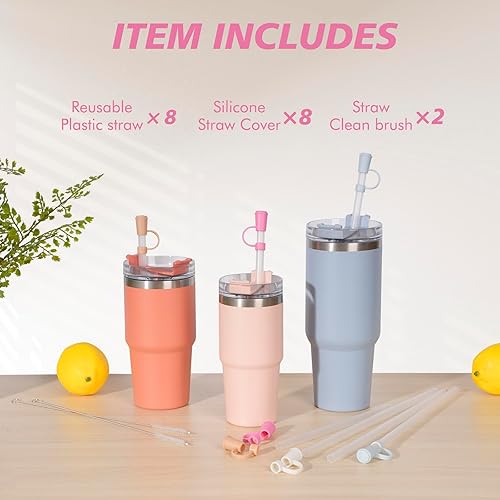 Miniatura 6 de 6 popotes con tapa de cubierta para repuesto de vaso Stanley, popote reutilizable con puntas de tope, perfecto para copa Stanley con mango H2.0, 14,