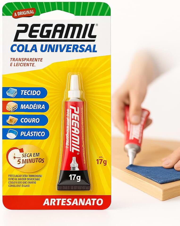 Cola Pegamil multiuso Transparente universal 17g Para Artesanato DIY Secagem Rápida Ideal Para Papel Tecido Madeira