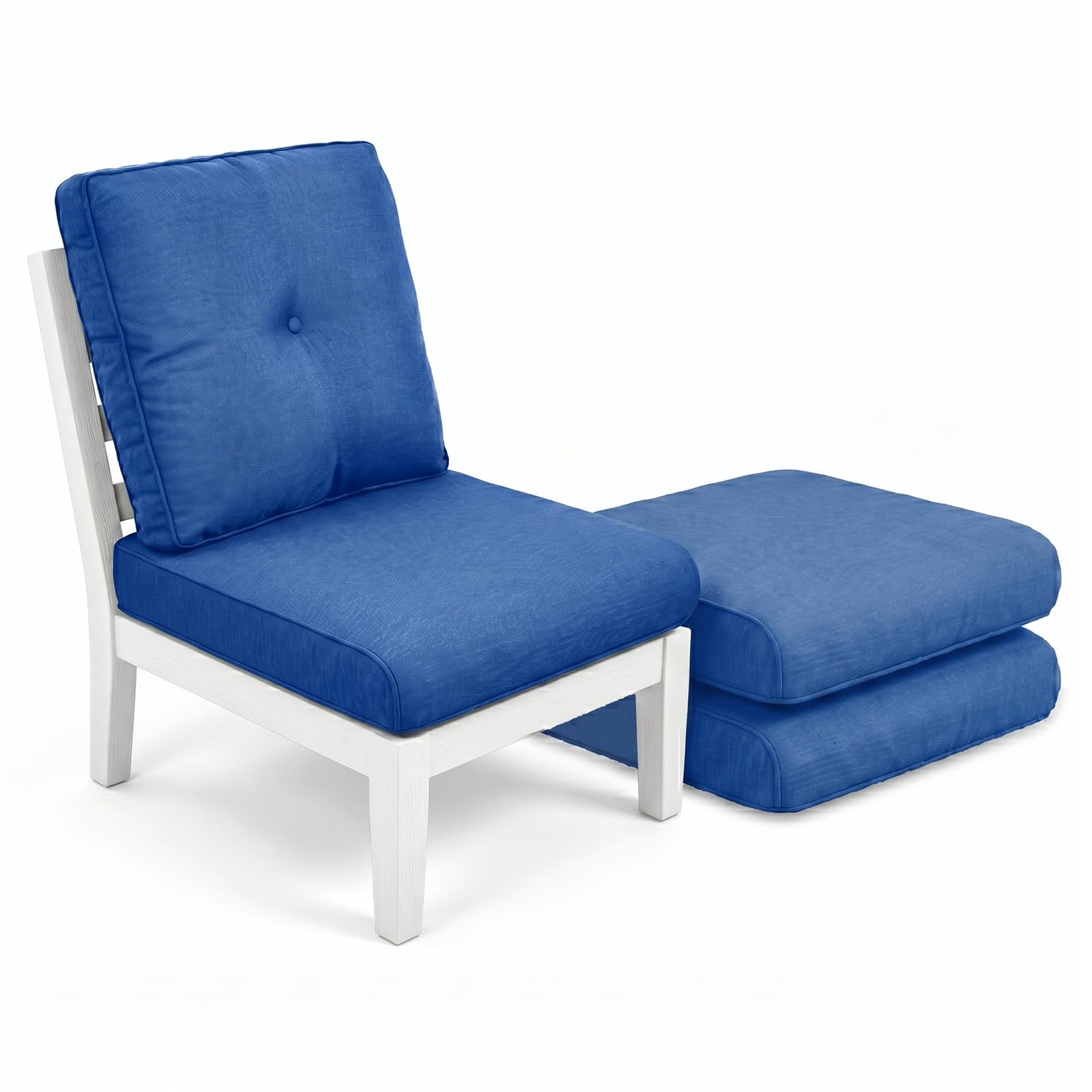Luxury 4" Thick Outdoor Cushion Set of 3 - 22x24 Patio Furniture Cushions with 28D High-Density Foam, Water-Resistant &amp; Fade-Resistant Fabric, Removable Covers for Patio Furniture Sofa Couch -Blue
