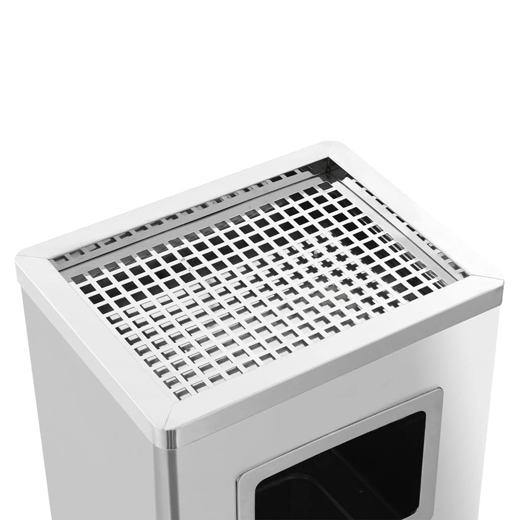 vidaXL Papelera con Cenicero Acero Inoxidable Basura Contenedor Cubo Diseño Elegante Funcional Sofisticado Insertos Extraíbles Robusto Capacidad 45L