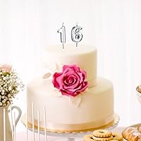 Vista 5 de Velas de cumpleaños número 16, velas con números de pastel de feliz cumpleaños, decoración para suministros de celebración de aniversario de boda
