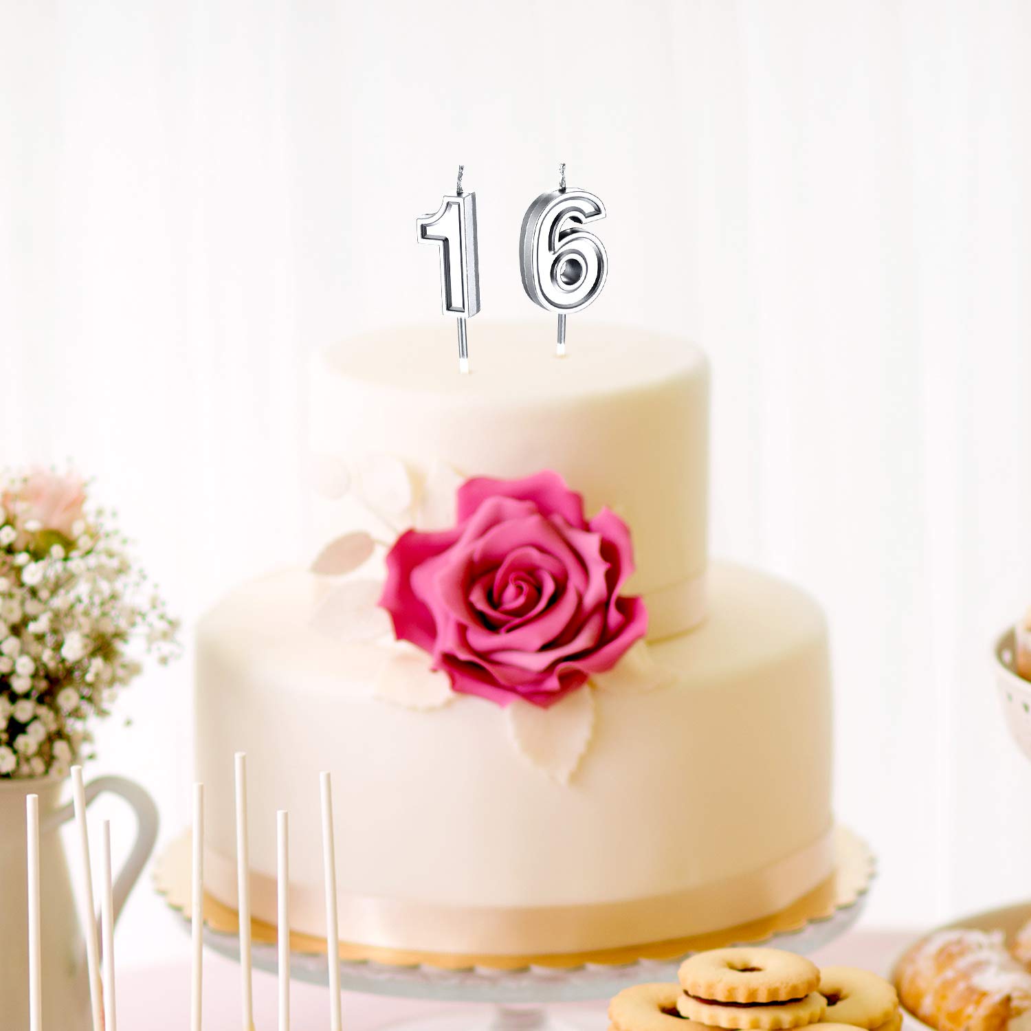 16. Geburtstag Kerzen – Rose Gold Zahlenkerzen, Kaken-Topper Für Geburtstagsparty
