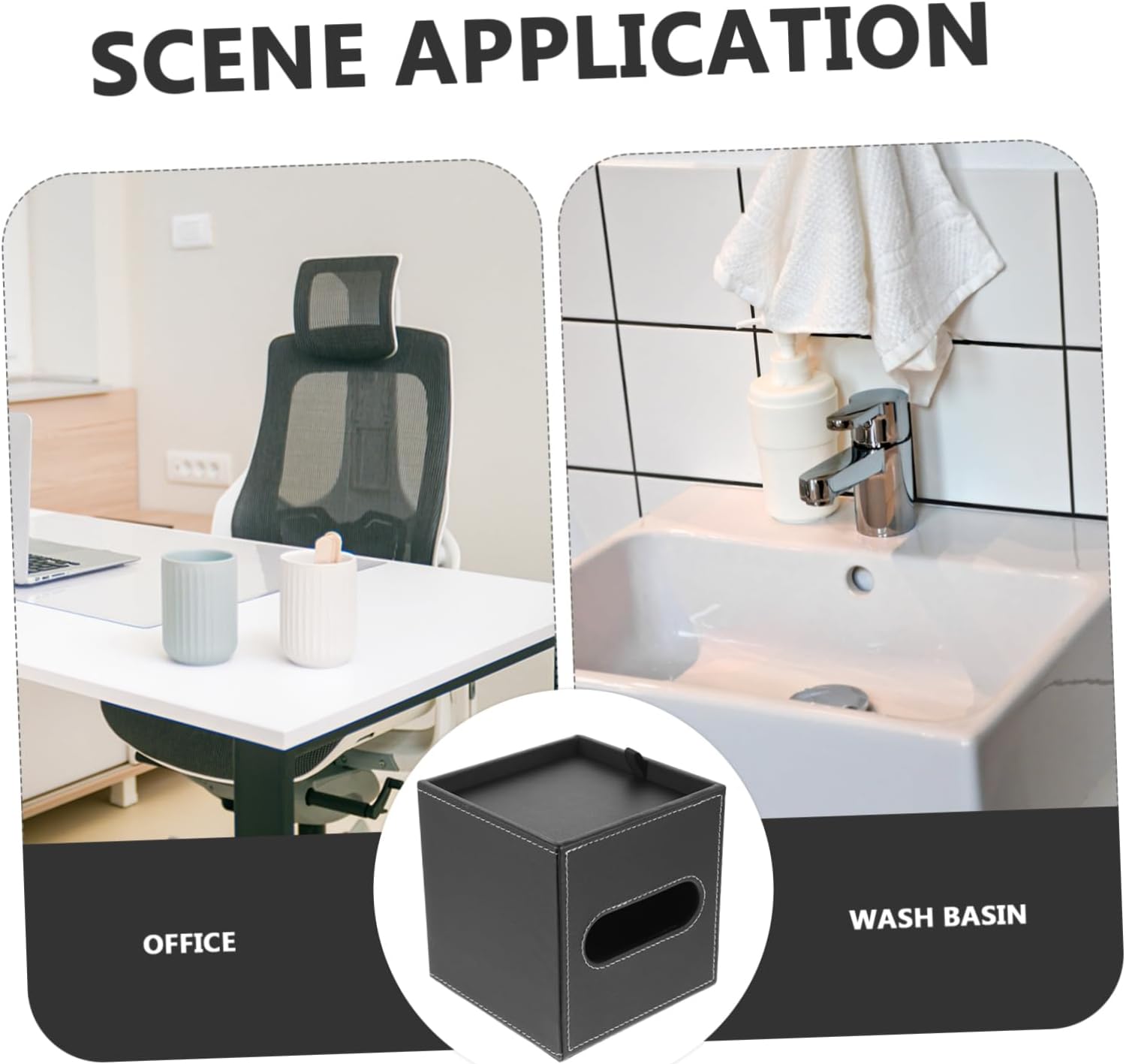 Tissue Box Holder with PU Leather and Density Board Cover image 2