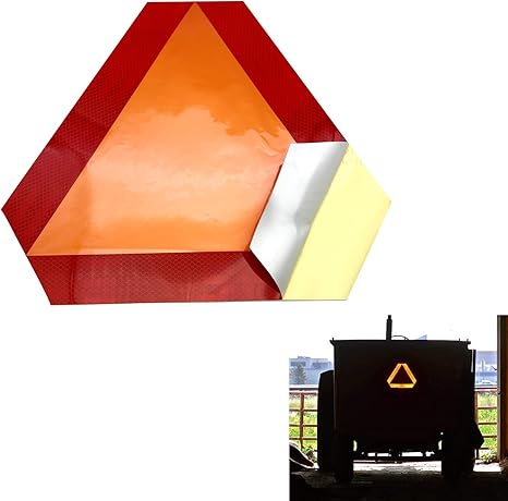 Slow Moving Vehicle Triangle Sticker, 2 PCS Reflective Safety Sign for Agricultural Machinery, Golf Carts, and Locomotives, Essential Decals for Vehicles (Red)