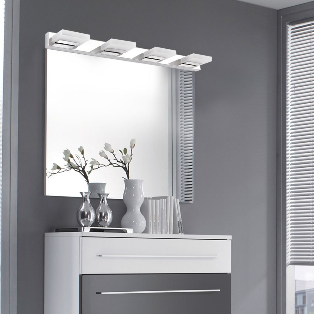 Bathroom Vanity light, 360°Rotation LED Wall Lamp, Cabinet Mirror Light, 6000K White 12W(4-light Acrylic)