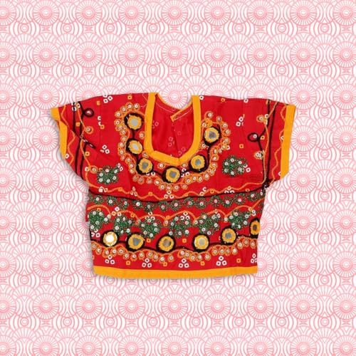 Image of PK HUB Girl's Cotton Radha Dress - Traditional Lehenga Choli with Dupatta | Readymade Chaniya Choli for Garba, Dandiya & Janmashtami | Ethnic Costume for Girls (Set of 3)