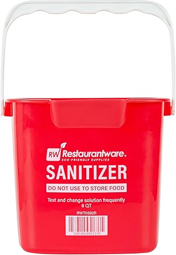 Miniatura 12 de Restaurantware RW Clean 6 Quart Cleaning Bucket 1 Detergent Square Bucket - With Measurements Built-In Spout And Handle Red Plastic Utility Bucket