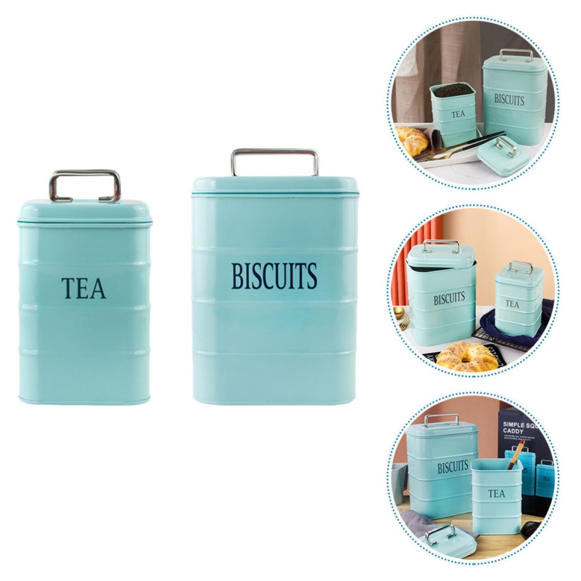 Zerodeko Barattolo di Ferro Sigillato Multiuso 1, 3l 3, 2l Blu | Contenitore Leggero e Facile da Pulire, Coperchio Ermetico, Uso Cucina per Tè, Caffè, Snack