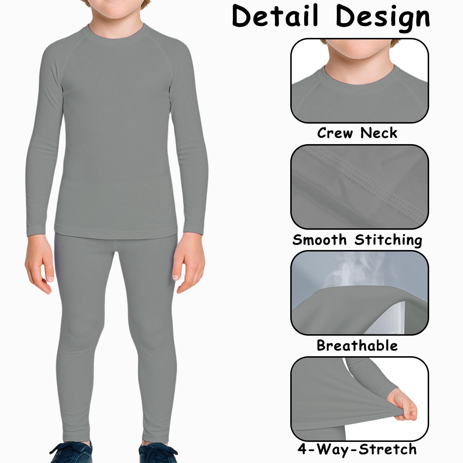 HYCOPROT Intimo Termico Bambino Set per Ragazzo Bambini Termica Biancheria Intima Asciugatura Rapida Base Layer Intimo Termica Funzionale Set Traspirante per Sci Ciclismo Calcio e Gli Sport Invernali
