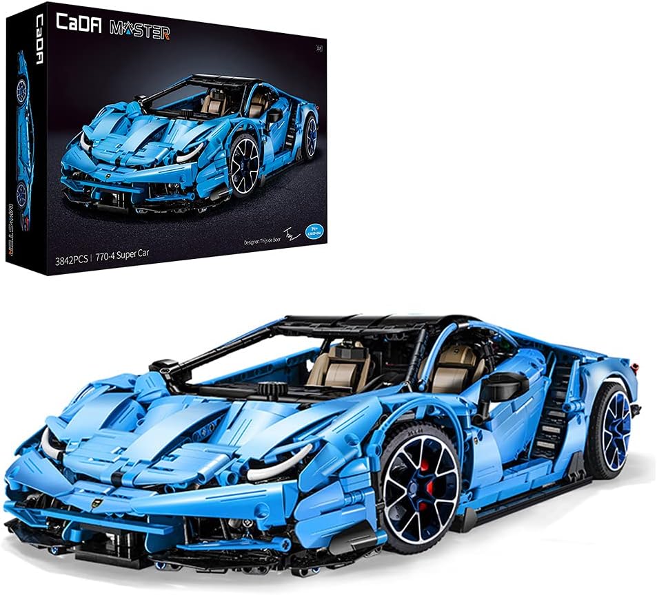 Amazon Co Jp Cada ブロックキット スポーツカー 3 842ピース 最長辺59cm ハイメカニクス ブルー おもちゃ