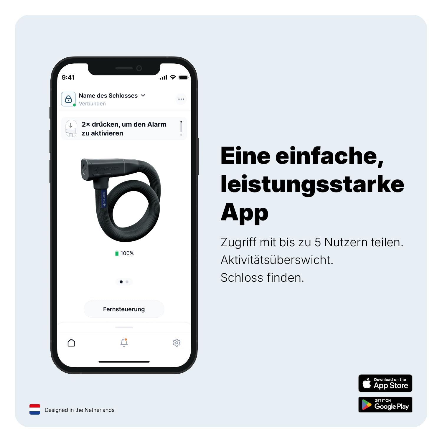 TMD Smart - Lucchetto a catena Keyless con allarme da 100 dB, certificato ART 2, app Bluetooth, antifurto per e-bike, con custodia in silicone, 70 cm, beige