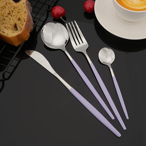 Miniatura 82 de JASHII Juego de cubiertos de 24 piezas con caja de regalo, juego de cubiertos de acero inoxidable para 6, regalo de inauguración de la casa, mango