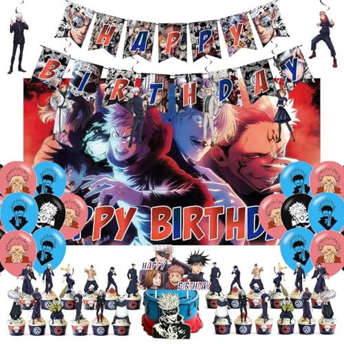 animation Jujutsu theme birthday decorations Kaisen party supplies Including: banners Balloon background cake toppers.