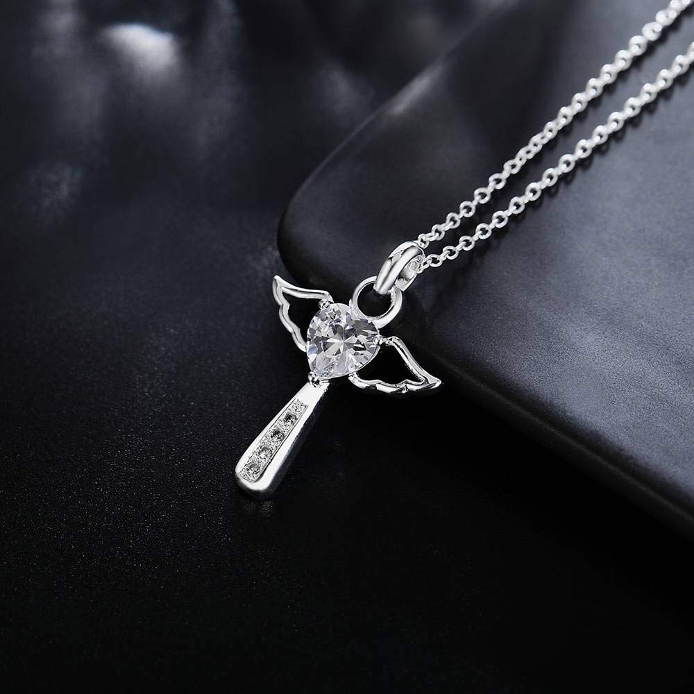 Naszyjnik z krzyżem ze srebra próby 925 Fine Jewelry Skrzydła anioła z naszyjnikiem