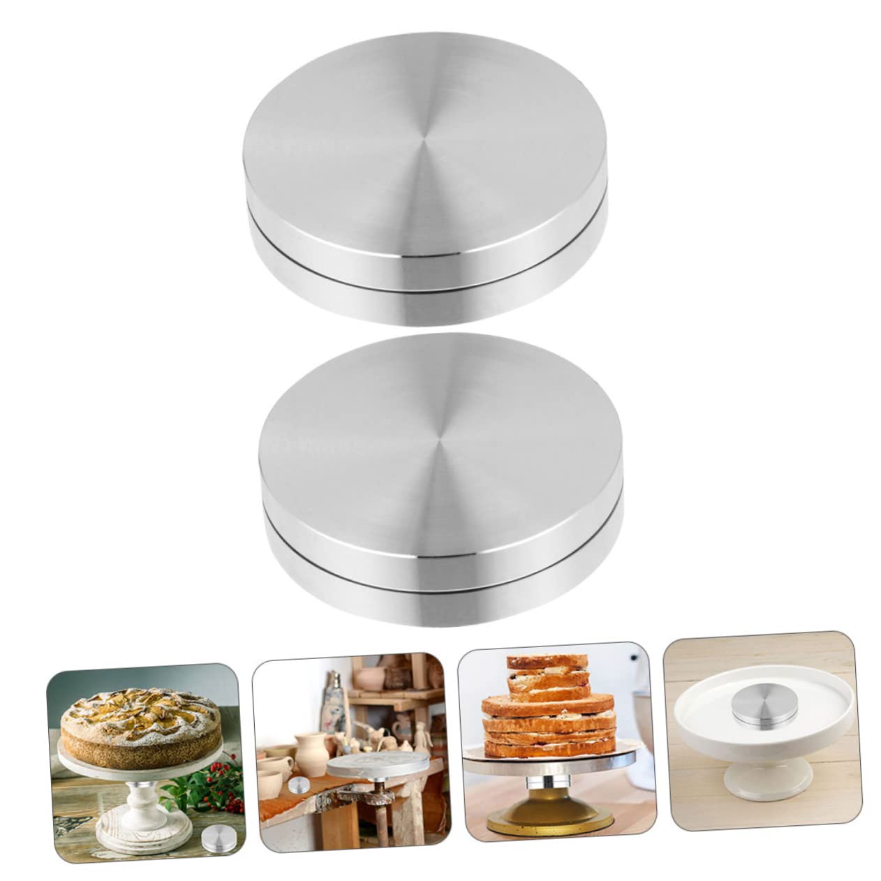 Ciieeo 3 Set Di Cuscinetti Per Giradischi Da Tavolo Base Per Giradischi in Materiale in Lega Di Alluminio Per Espositore Piatto Per Servire Torte 2 Pezzi * 3