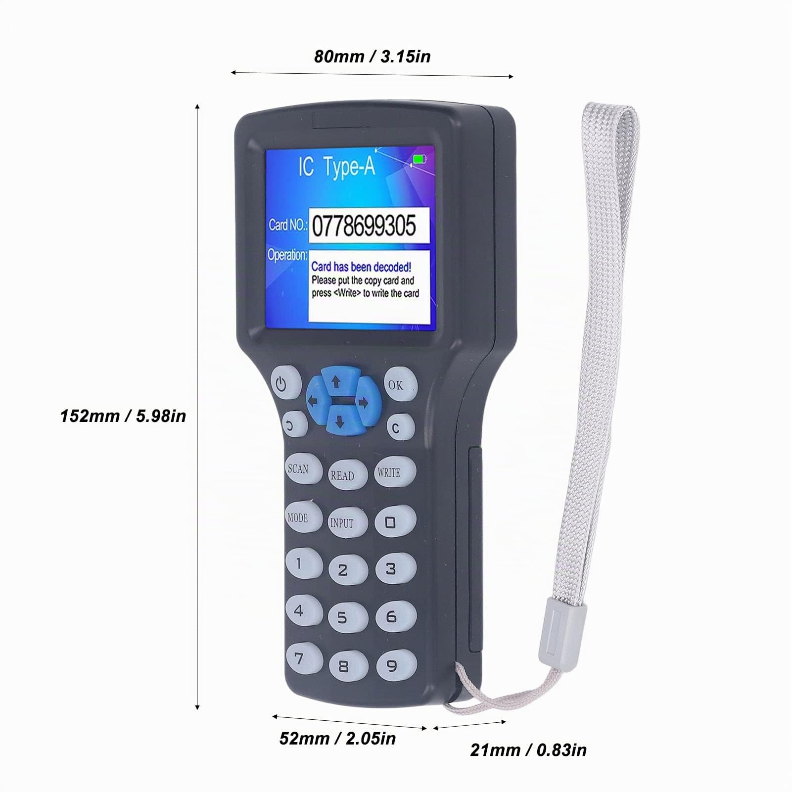 NFC RFID Kartenkopierer Duplicator 125kHz mit UID Schlüsselbund Replikator NFC Tag HD 2.8inch Vollfarbbildschirm Mehrsprachiger Smart Display USB Anschluss