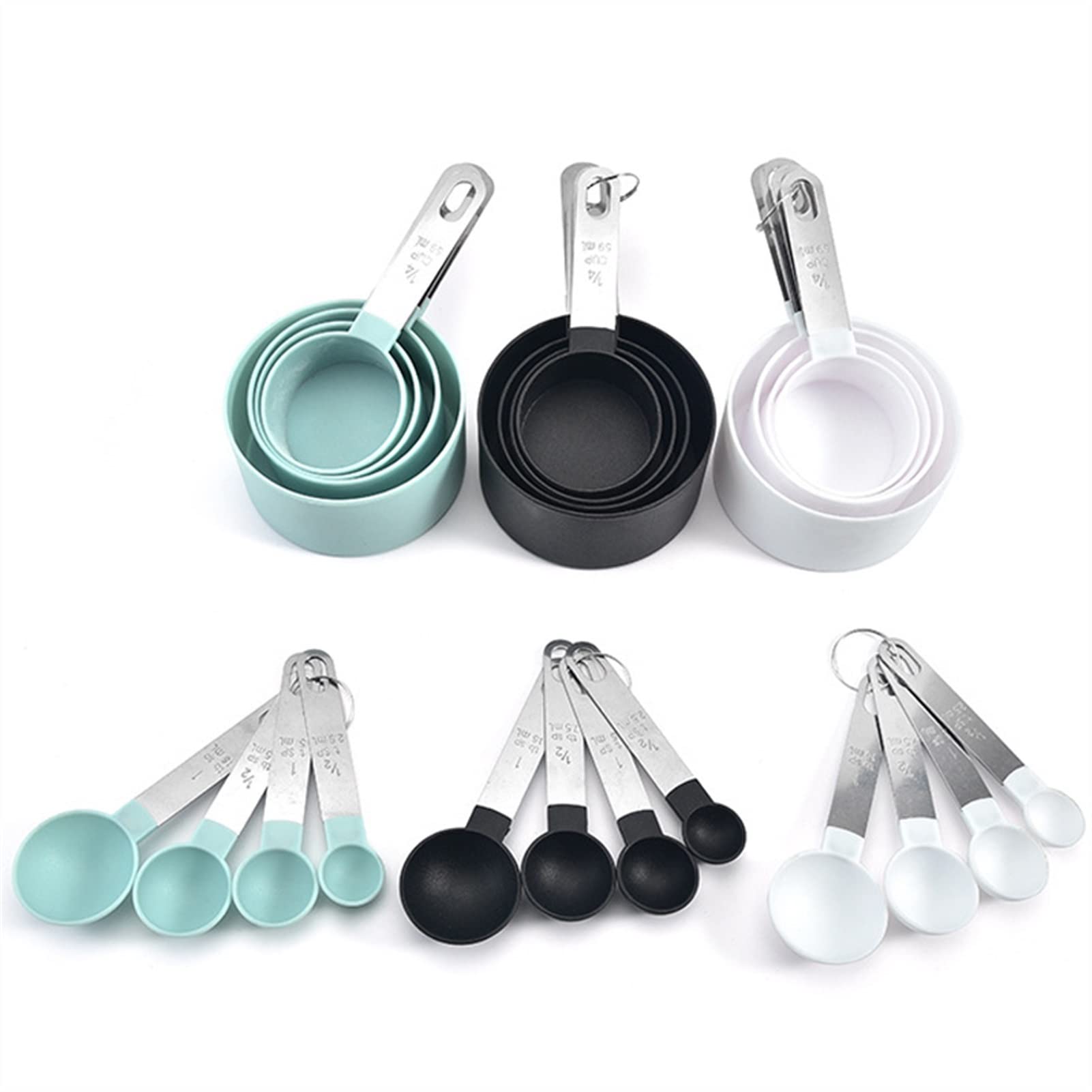 4 Stück/5 Stück/10 Stück Mehrzwecklöffel/Tassenmesswerkzeuge, PP-Backzubehör, Griff aus Edelstahl/Kunststoff, Küchenhelfer (Farbe: 10-teiliges weißes Set) (10-teiliges weißes Set)
