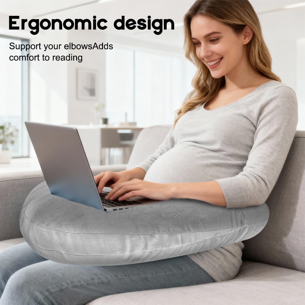 Ergonomiczna poduszka Crealis, poduszka podpierająca, poduszka do szydełkowania, poduszka podpierająca, poduszka do gier, ergonomiczna, lekka, przenośna, łagodzi napięcia (kolor szary)