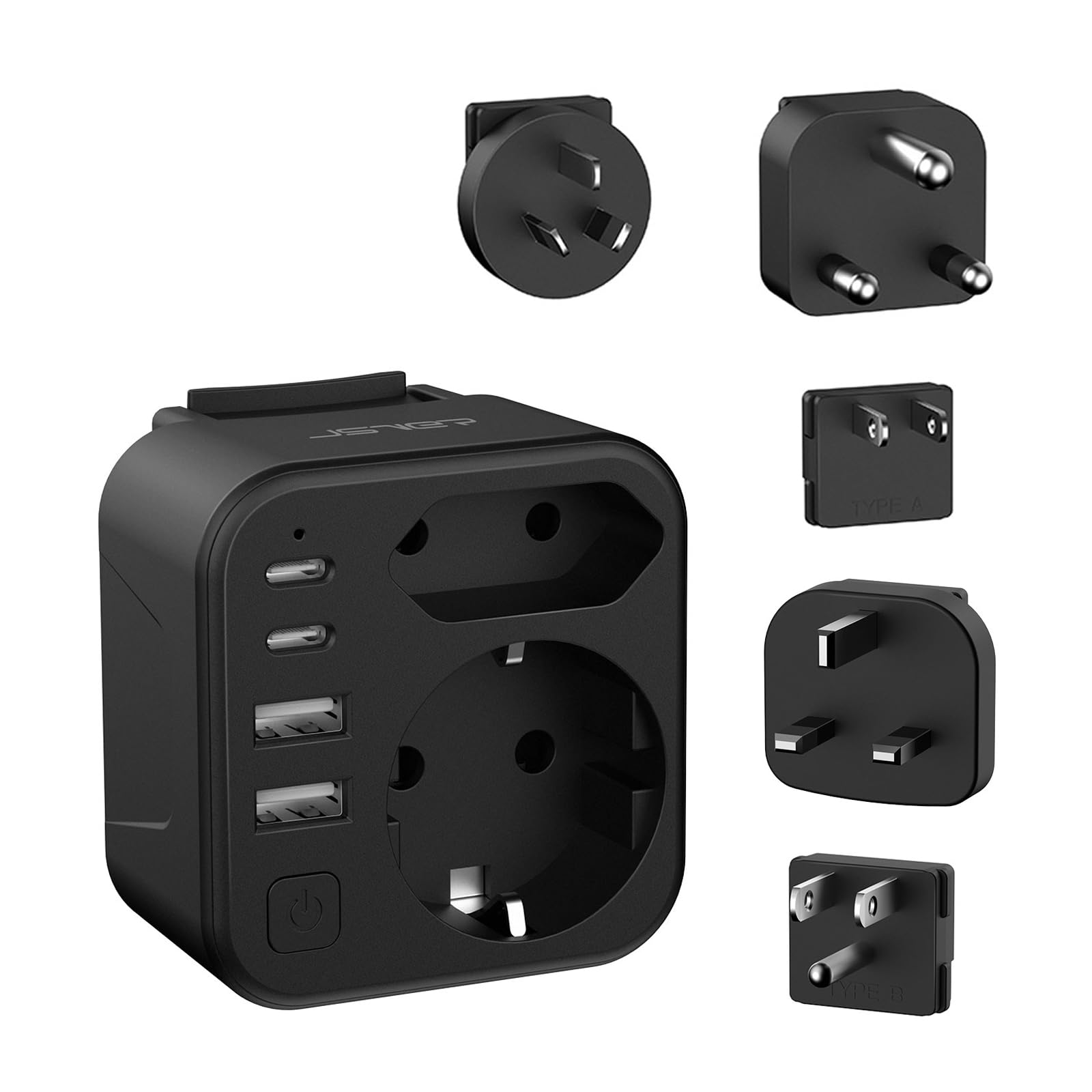 JSVER Adattatore di viaggio JSVER 6 in 1 con 2 porte USB-A e 2 porte USB-C per Stati Uniti — immagine 9 di 16