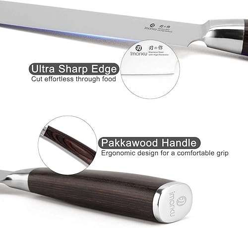 Miniatura 5 de Imarku cuchillo de chef de 25,40 cm, cuchillo de cocina de acero alemán rico en carbono con mango ergonométrico