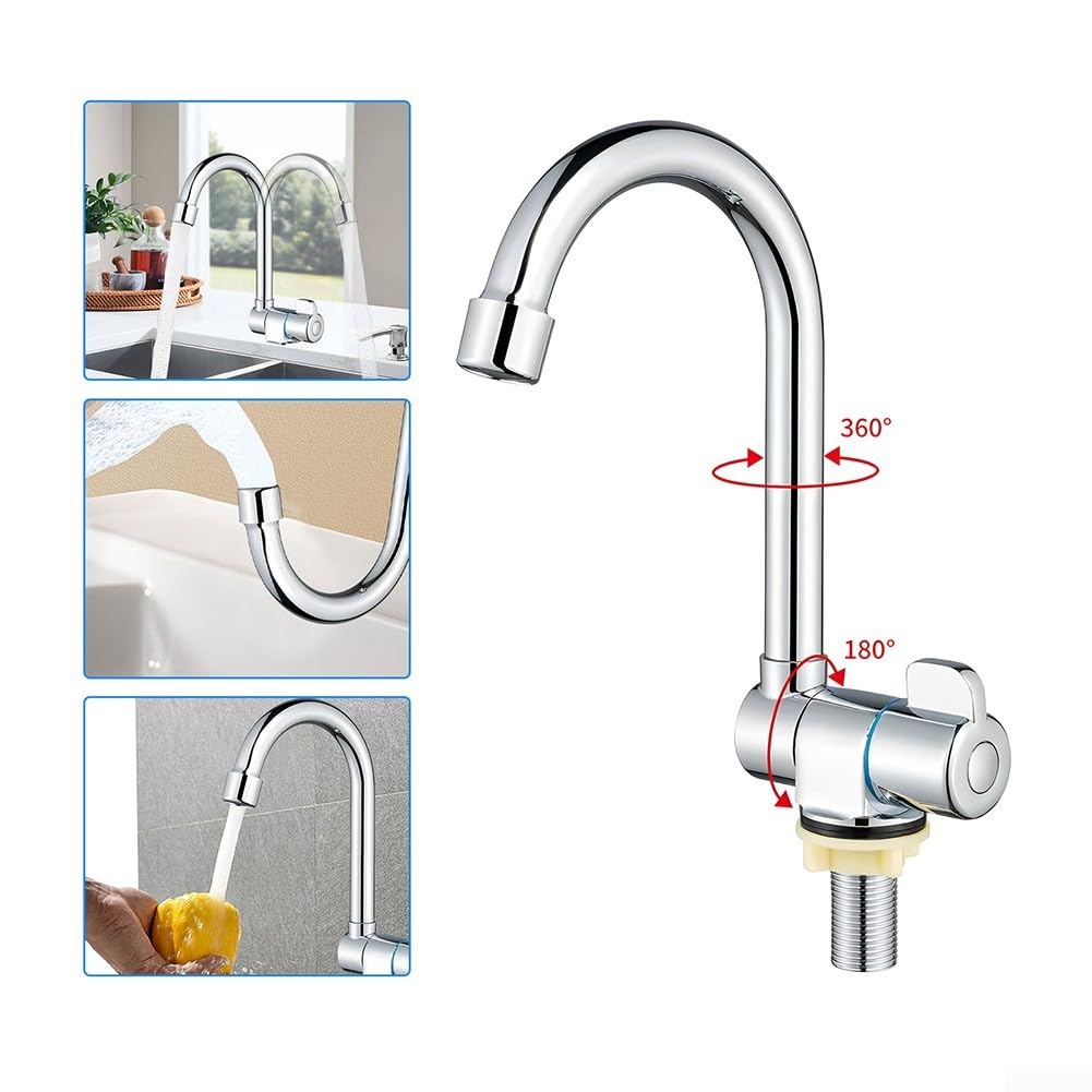 Robinet pliable pour bateau, robinet pliable pour camping-car rotatif à 360 degrés, robinet d'eau froide unique, filetage G1/2 pour évier de cuisine