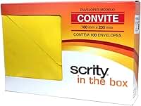 Envelope Convite Colorido 160x235 Amarelo Rio De Janeiro 80g - Pacote com 100, Scrity, CCP 470.03, Amarelo, 160X235