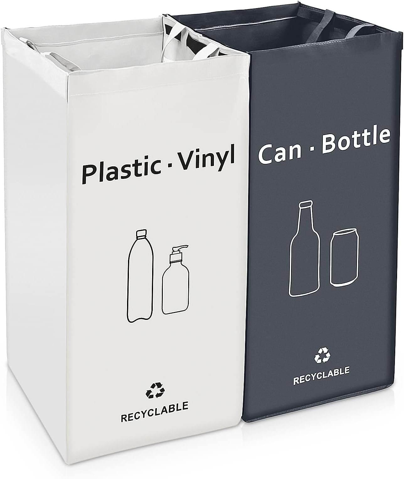 Recycling Bin, Separate Large Recycle Bins for Kitchen - Indoor Home Trash Bin, Recyclable Waste Trash Sorting Organizer, Durable, Washable, Affordable Recycle Bags, 2 Pack