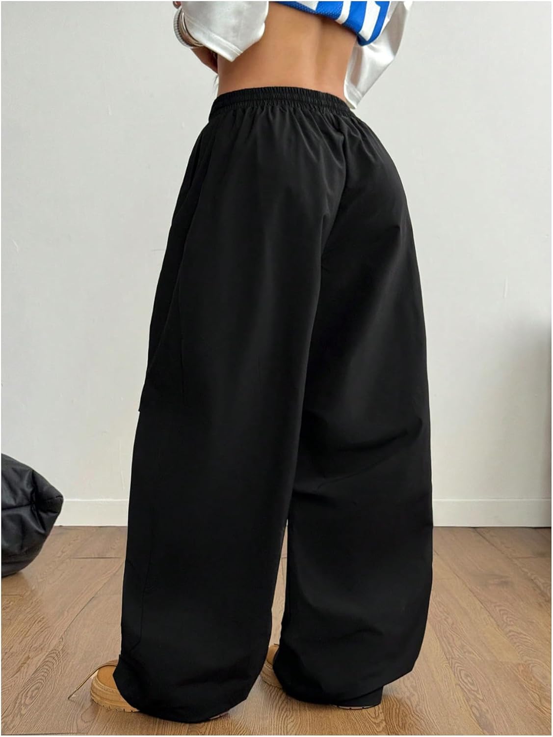 GORGLITTER Women's Y2K Wide Leg Barrel Pants Graphic High Waisted Casual Workout Baggy Track Pants Streetwear - Image 2