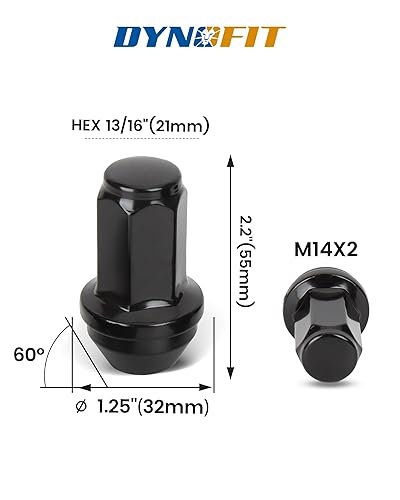 Vista 48 de Dynofit Tuercas de llanta de 0.472 in x 1.5 compatibles con Ford Lincoln, para fusión 2006-2019, Escape 2001-2019, enfoque 2012-2018, tuercas