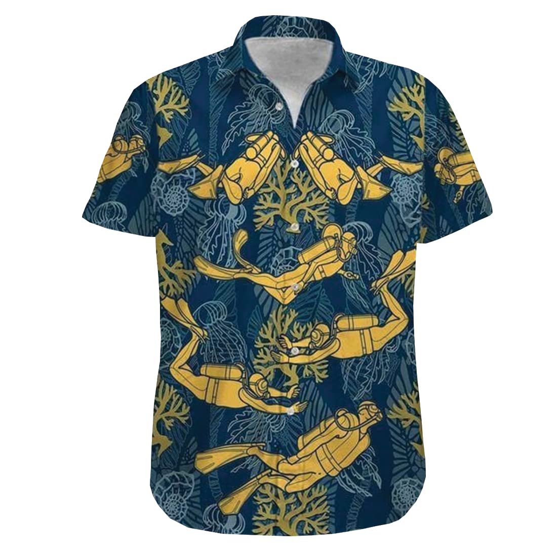 JUZGTSIT Scuba Diving Hawaiian Shirts for Men - Tropical Button Mens Hawaiian Shirts Short Sleeve Collection 78