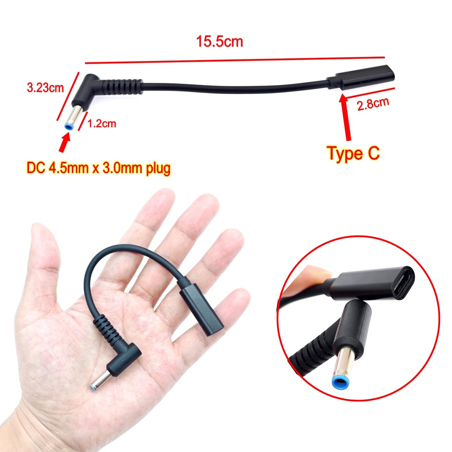 Cavo di Ricarica PD 100W da Ingresso Femmina DC 7.4mm X 5.0mm (7.4 X 0.6mm) a USB Tipo C Maschio Cavo di Ricarica PD 100W da Ingresso Femmina DC 7.4mm X 5.0mm (7.4 X 0.6mm) a USB Tipo C Maschio
