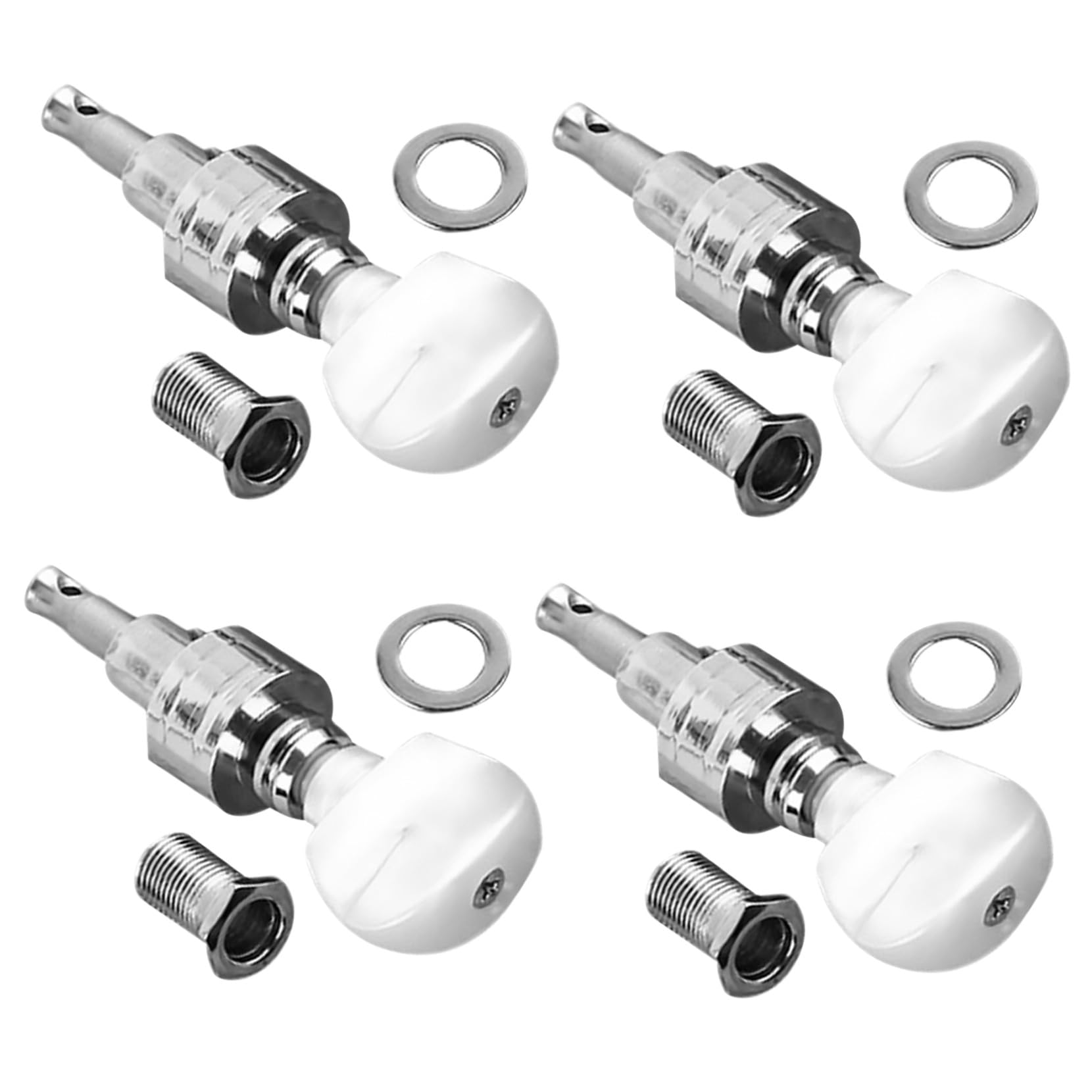 Vaguelly 4 Stück Banjo Maschinenkopf aus Metall mit Praktischem Design und Hoher Zuverlässigkeit Inklusive 4 Bushings und 4 Ferrulen als Banjo Zubehör