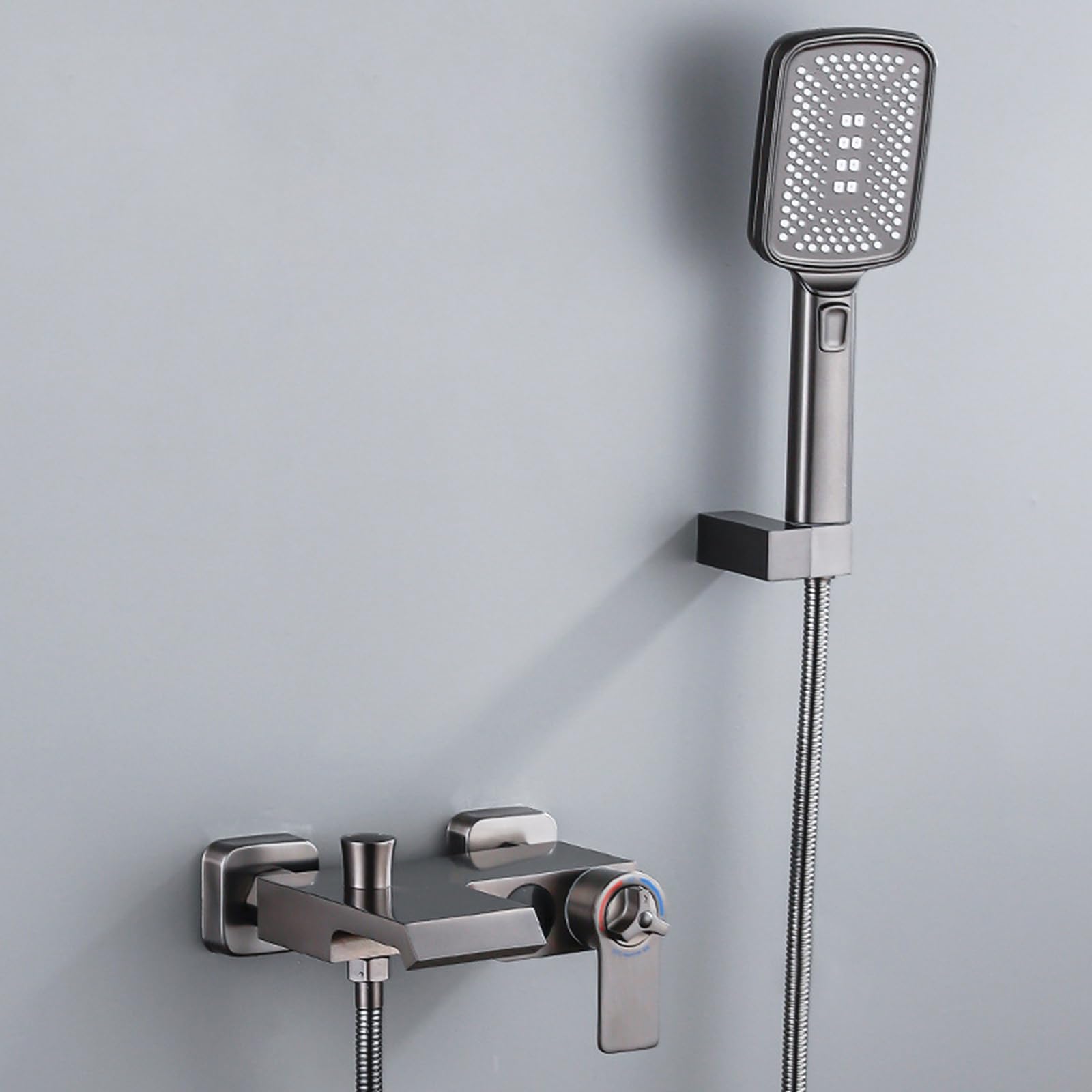 SnamicE Bath Shower Mixer Tap d Bath Mixer Taps with Shower Waterfall 3 Mode Handshower Single Lever Mixer Tap,Gray