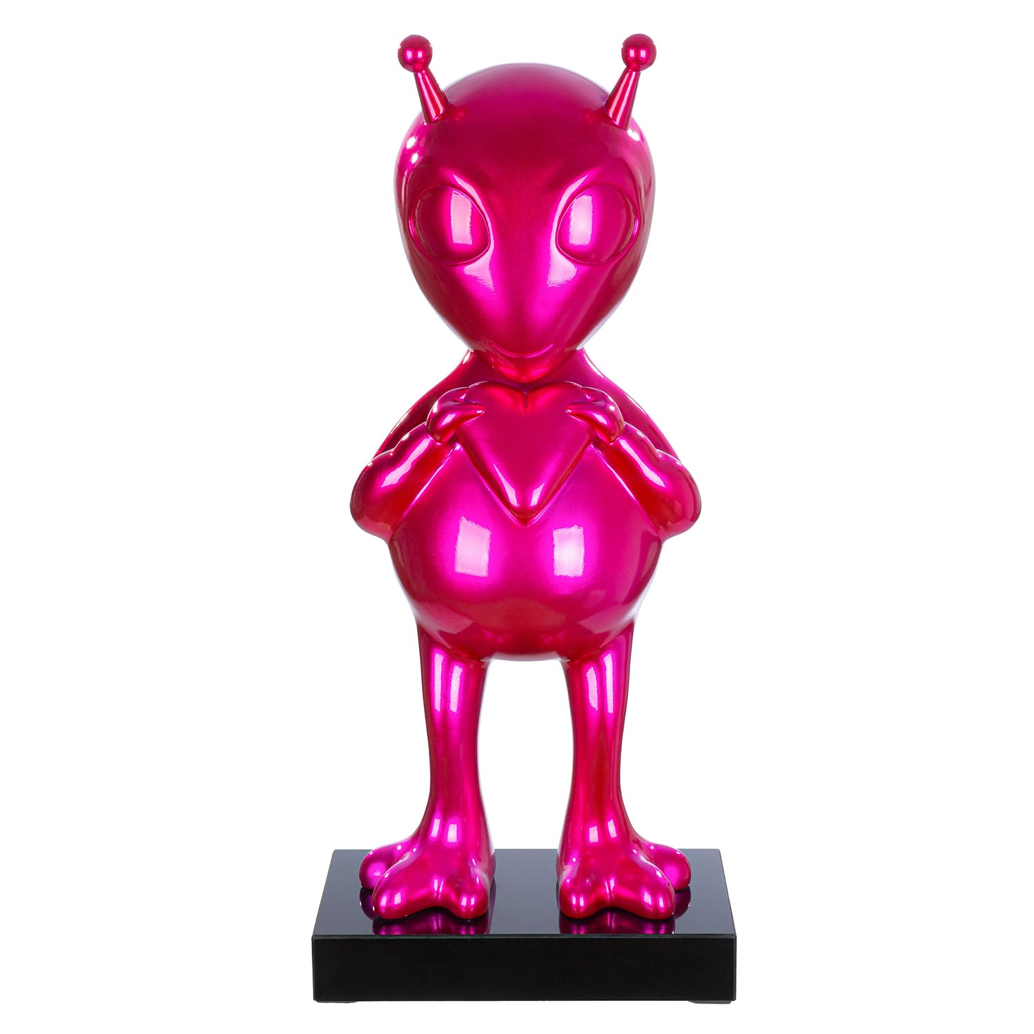GILDE Allie Alien Sculpture Made of Resin and Marble - Glossy - Pink - Height 68 cm x Width 30 cm - Decorative Object
