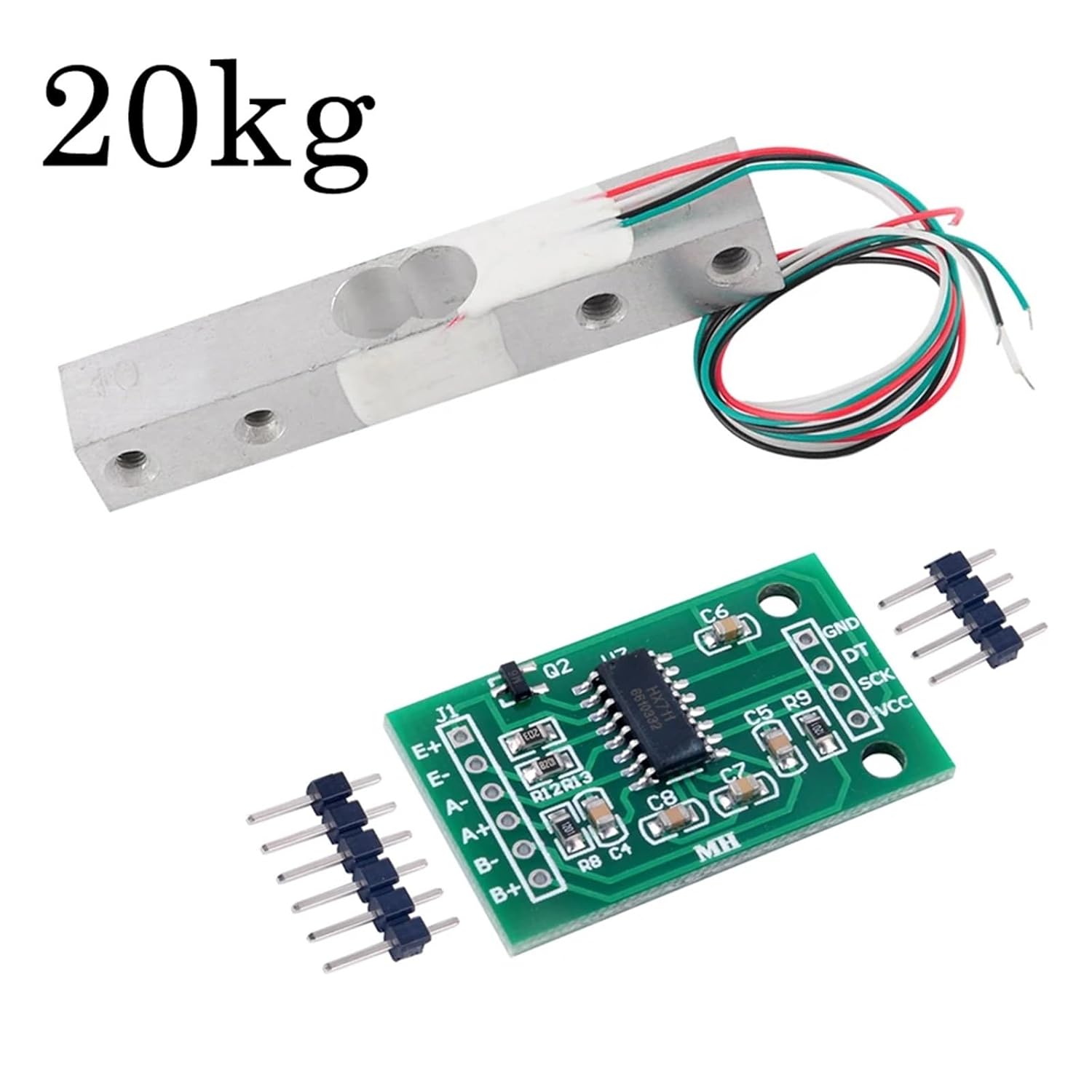 1pc Load Cell Weight Sensor HX711 AD Module Aluminum Alloy Weighing Pressure Sensor Electronic Scale(20kg)