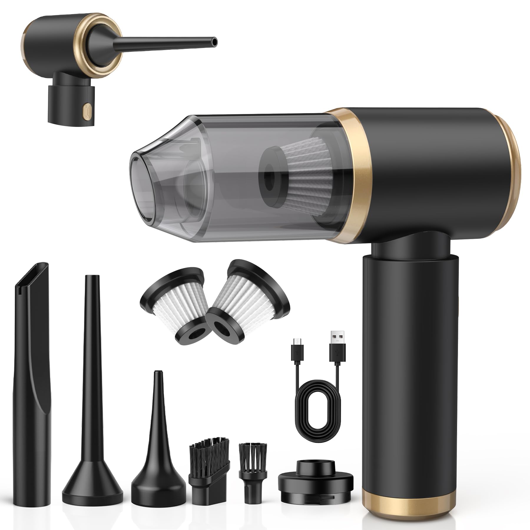ONEWEST Handheld Vacuum Cleaner, 15000Pa Portable Vacuum Cleaner, 4000mAh USB Rechargeable Car Vacuum Cordless, Multifunctional Small Cacuum Cleaners for Car, Home, Kitchen