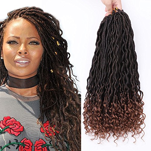 6Packs/Lot Curly Faux Locs Crochet Hair 20 Inch Goddess Faux Locs with Curly Ends Twist Braids Synthetic Braiding Hair Extensions (T1B-30#)