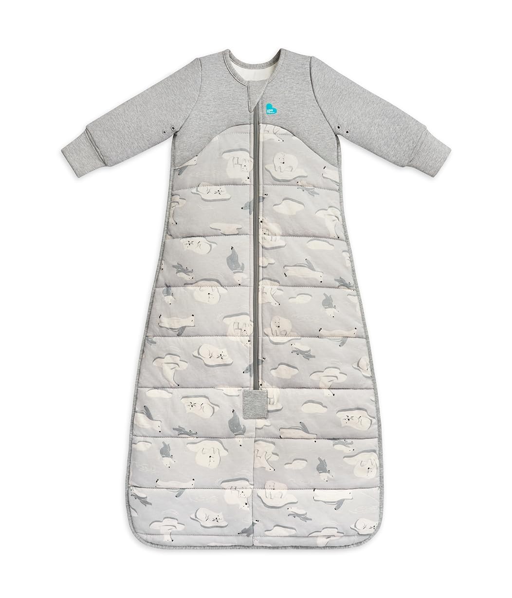 Love To Dream sacco nanna, 18-36 mesi - Grigio Polo Sud | Coperta e trapunta indossabile extra calda, maniche lunghe | 3,5 Tog per autunno e inverno (14–16°C) | Doppia cerniera