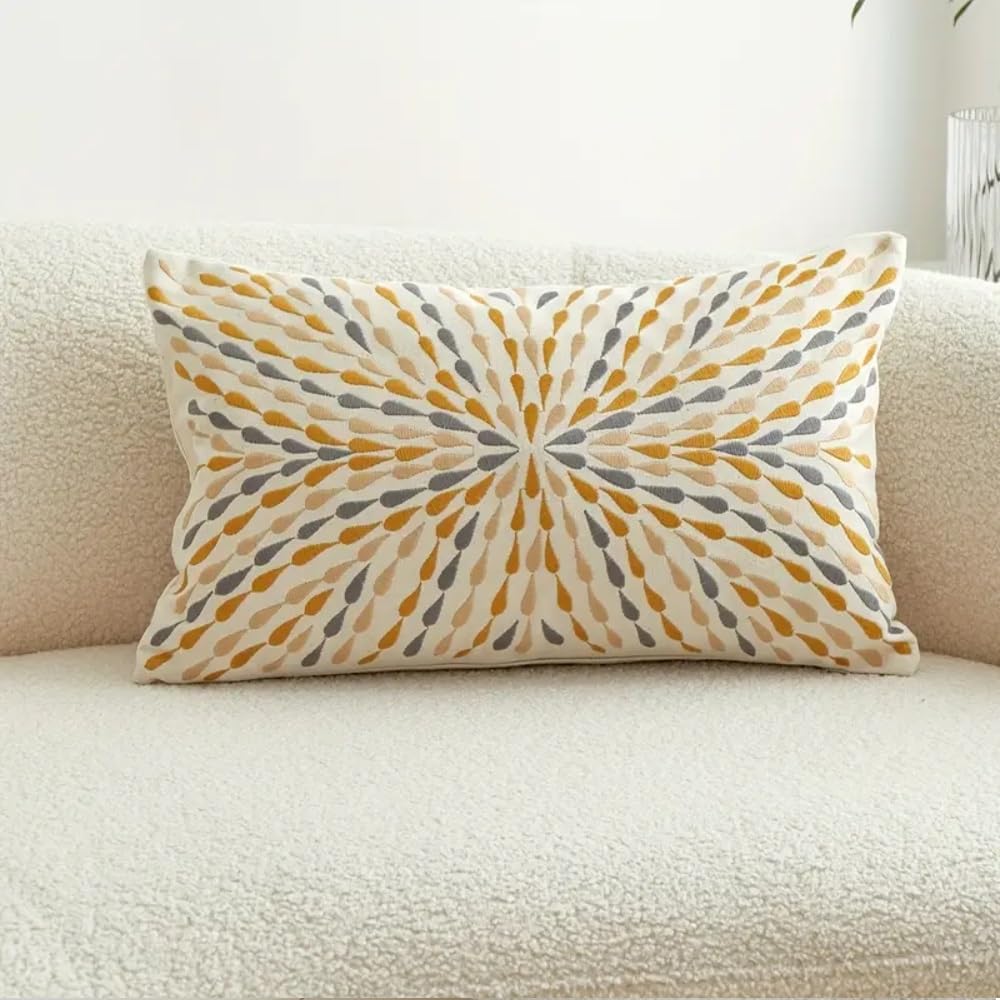 ZUODUTEX Embroidery Coffee Droplet Bohemian Cushion Cover Brown 30x50 Cm