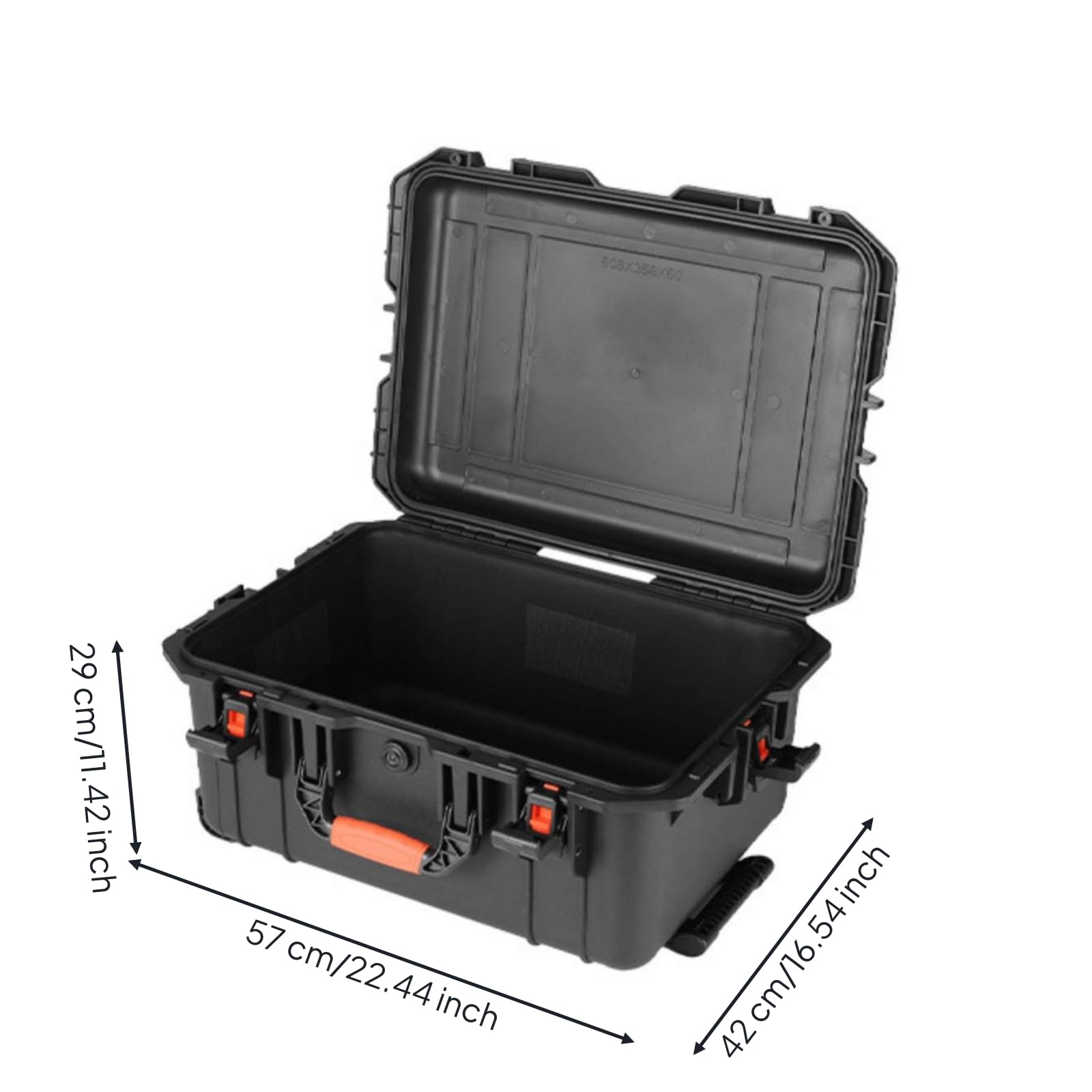 Qianly Maleta para Equipos con Ruedas, Modelo YJZP9508A, Caja De Herramientas con Ruedas, Dimensiones Exteriores 570x420x290mm, Dimensiones Interiores 508x358x253mm, Profundidad Interior 50+203mm