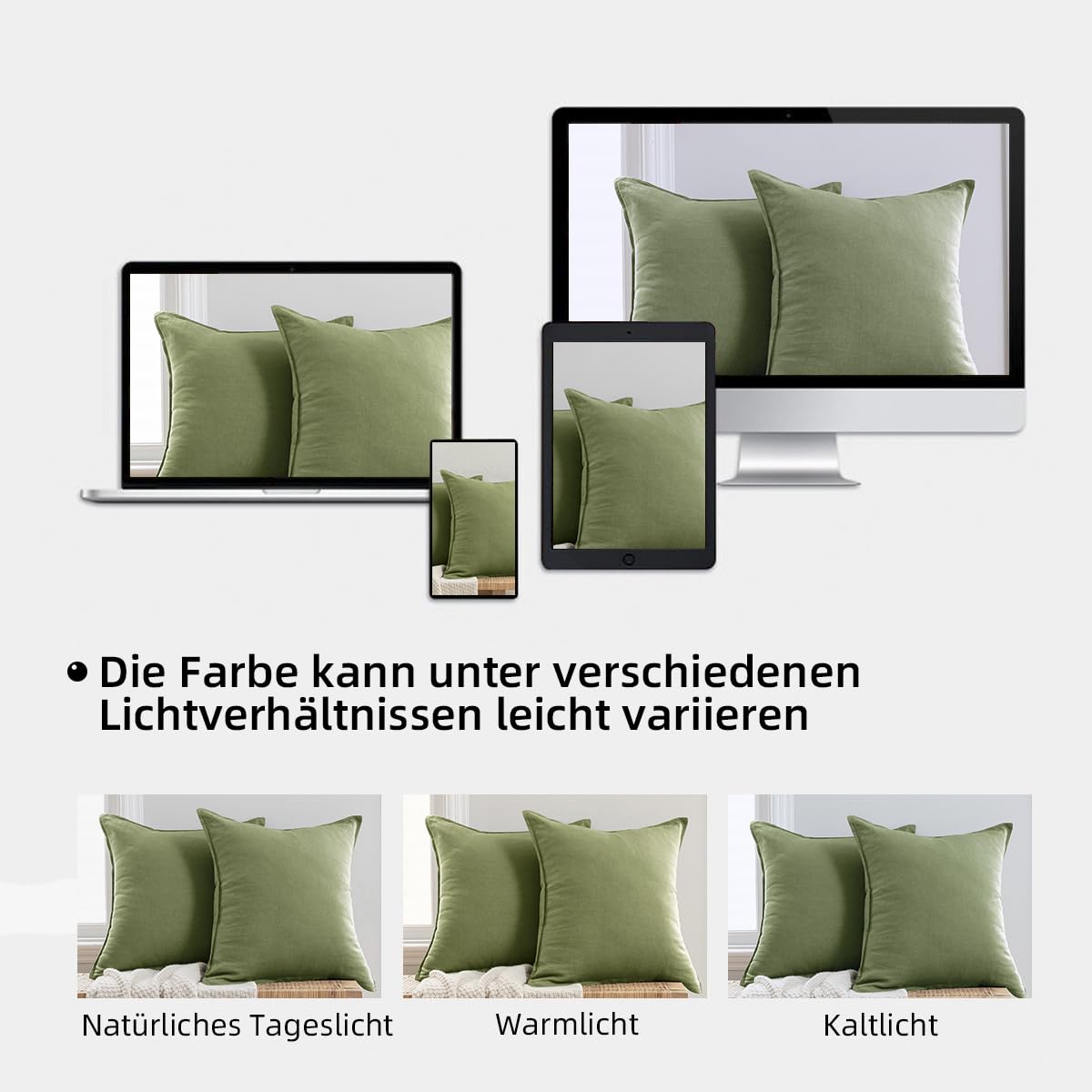 CHUFFED Juego de 2 fundas de almohada de 50 x 75 cm, 100 % lino lavado a la piedra, funda de almohada de 50 x 75 cm, hipoalergénica y transpirable, con cremallera, color verde oscuro