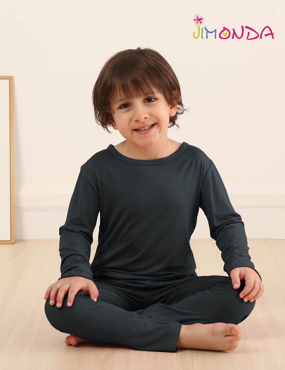 Jimonda Toddler Kids Girls Boys Pajamas Sets Soft Comfy Jammies Tencel Solid Raglan Sleepwear Pajamas Pjs 2pcs Set 18M-8Y - Image 3