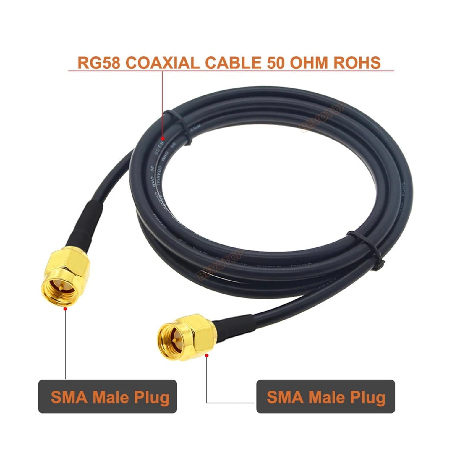 1M 2M 5M 10M 20M SMA męski na RG58 50ohm koncentryczny kabel wtykowy przedłużacz anteny WiFi adapter pigtail(SMA M to SMA M90,10M)
