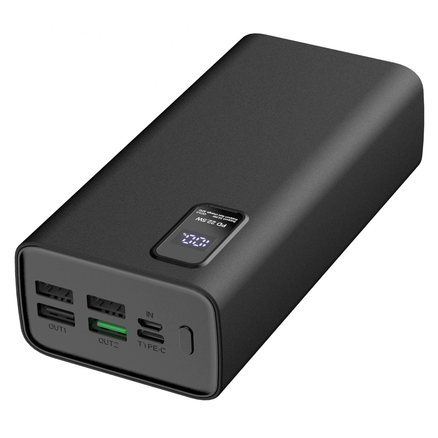 Batería de repuesto negra, 5 salidas – Power Delivery – 3000 mAh – Pantalla LED [Travel Power Bank Externo]