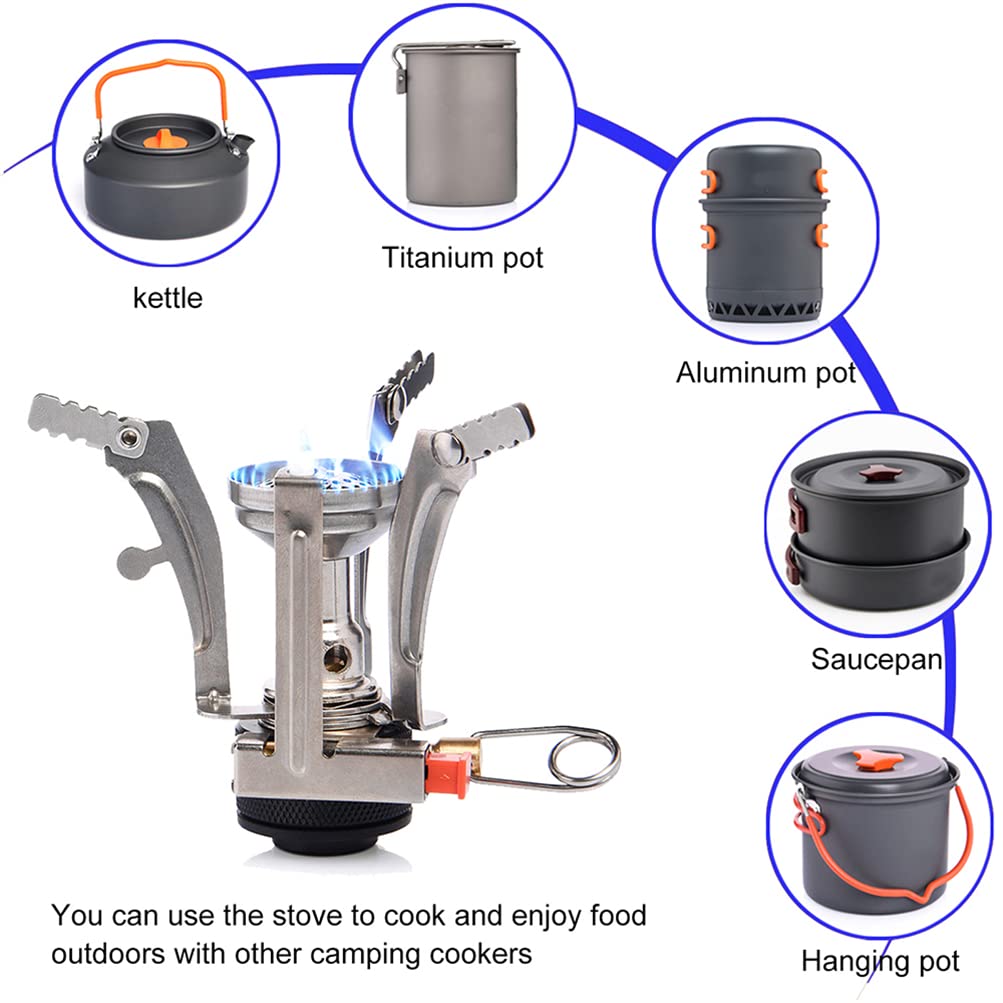 Mini réchaud de Camping - Réchauds à gaz 3000W Pocket Rocket Backpack Brûleur avec allumage piezo pour Le Camping en Plein air, la randonnée, la Cuisine