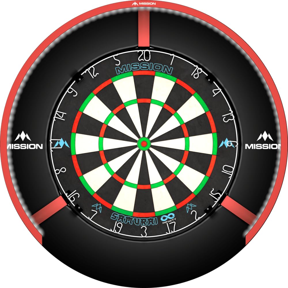 Mission Darts Torus 270 | Dart Board LED Lighting System with Easy Access to Dartboard Area for Unrestricted Play, Sand Blasted Black, Red, Blue, Green, Purple, Bronze and Silver Colours.