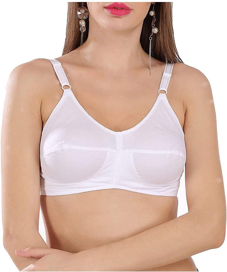 Fair Beauty Full Coverage Cotton Bra for Teenager/Girls/Women Non-Wired Non-Padded Cup Size A B C D DD Combo Pack of 3