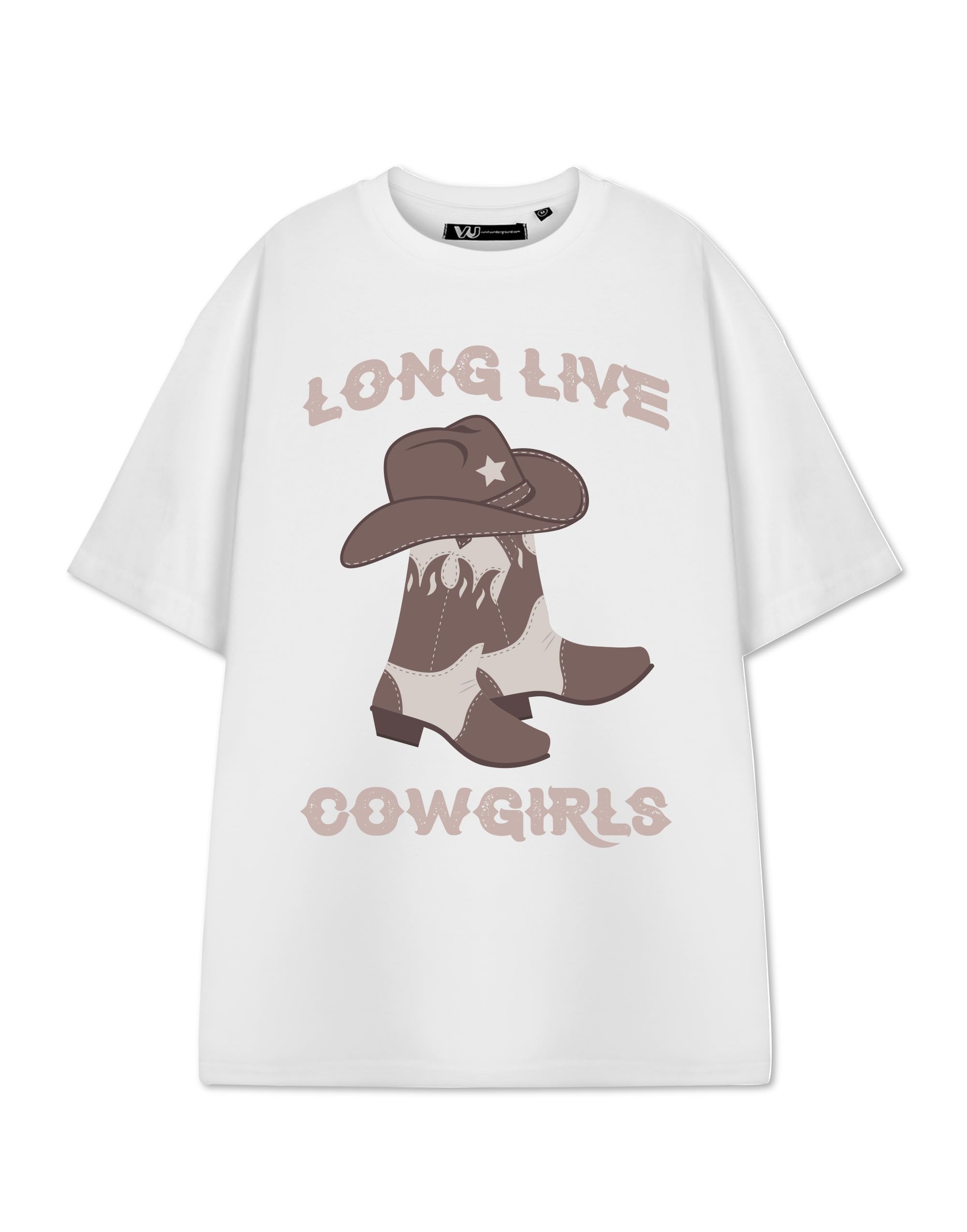 Show Me The Merch Women's White Short Sleeved T-Shirt | Long Live Cowgirls Graphic Tee | Western Apparel For | Rodeo Fashion Country Clothing