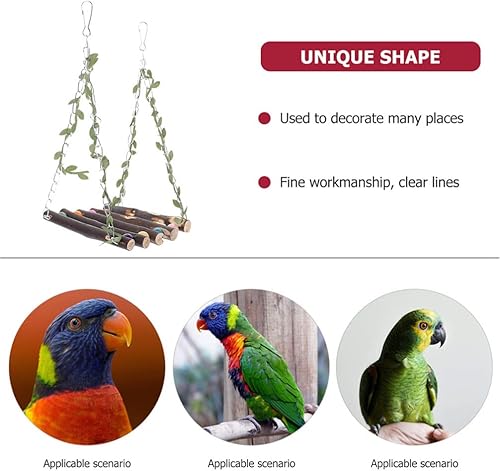 Miniatura 9 de POPETPOP Juguete colgante para pájaros, jaula de loro, juguete colgante de madera para loro, jaula de madera, soportes para hamaca para periquitos,