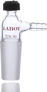 Laboy Glass Inlet Thermometer Adapter with 24/40 Inner Male Joint and Side Hose Connection, Compression Cap and O-Ring, Borosilicate 3.3 Distillation Adapter